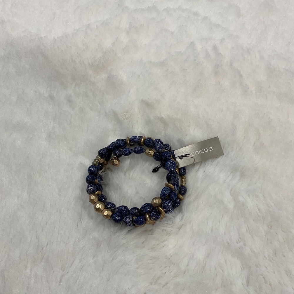 Chico’s Blue and Gold Tone Coil Bracelet